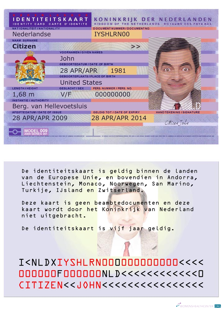 Download Netherland ID version 2 Photoshop template